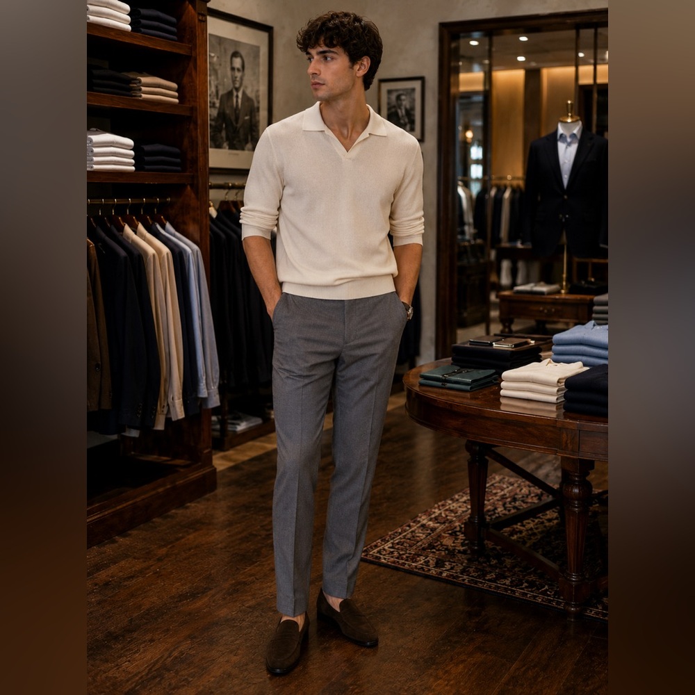 Incotex Mid Grey Wool Trousers in Super 150’s - Picture 2 of 2